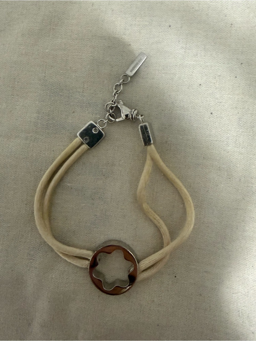 Montblanc Cream Cord Bracelet with Silver Star Emblem